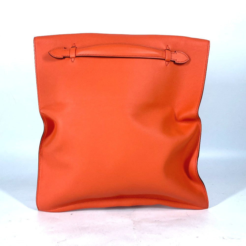 Hermes Clutch Bag Swift Orange Flap Pouch Puri Plat