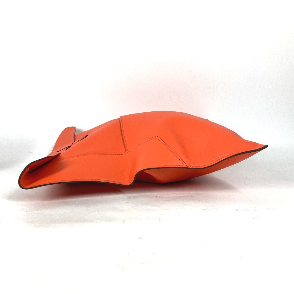 Hermes Clutch Bag Swift Orange Flap Pouch Puri Plat