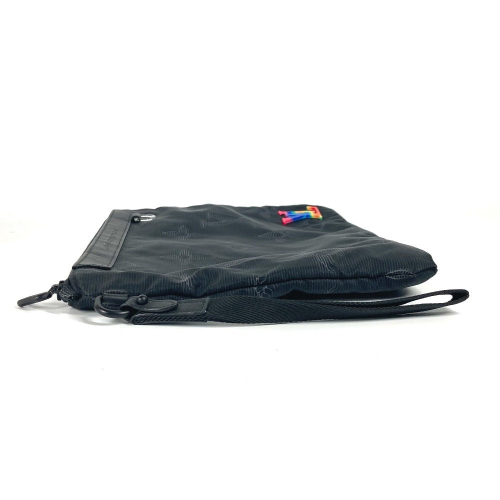 Louis Vuitton Clutch Bag M80142 Nylon Black Monogram Reversible A4 Pochette Unisex(Unisex)