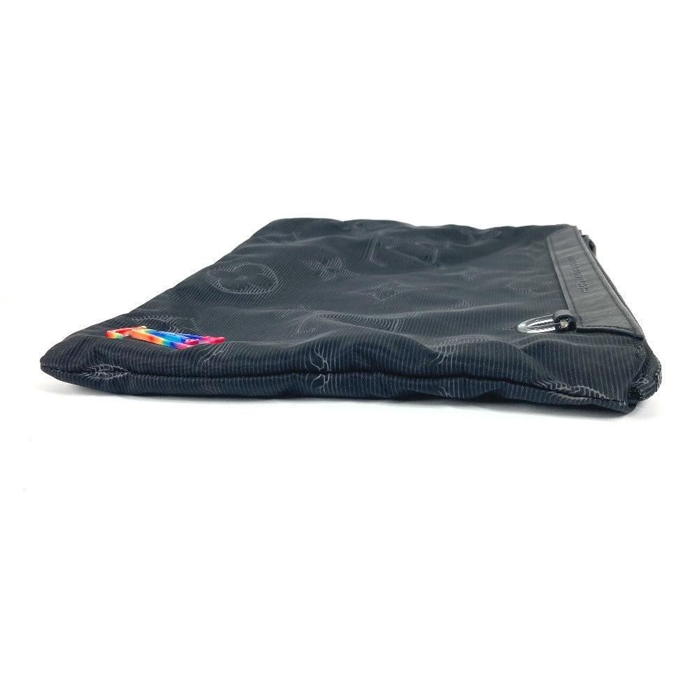 Louis Vuitton Clutch Bag M80142 Nylon Black Monogram Reversible A4 Pochette Unisex(Unisex)