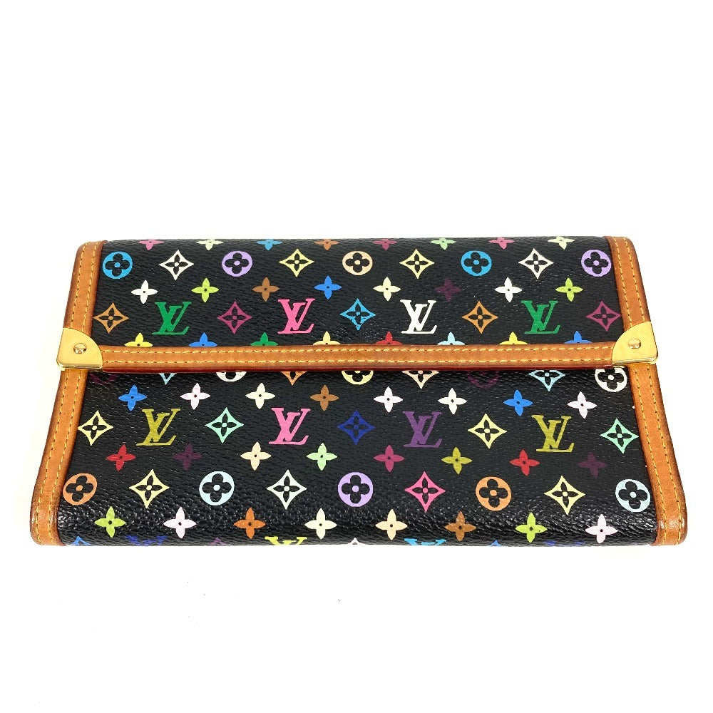Louis Vuitton Long Wallet Purse M92658 Monogram Multicolor Canvas Black Monogram Multicolor Porte