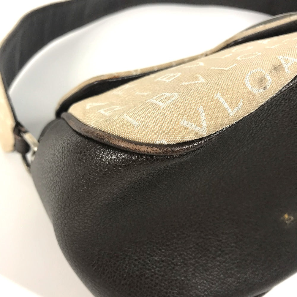Bvlgari Shoulder Bag Leather / Canvas Beige Logo Mania