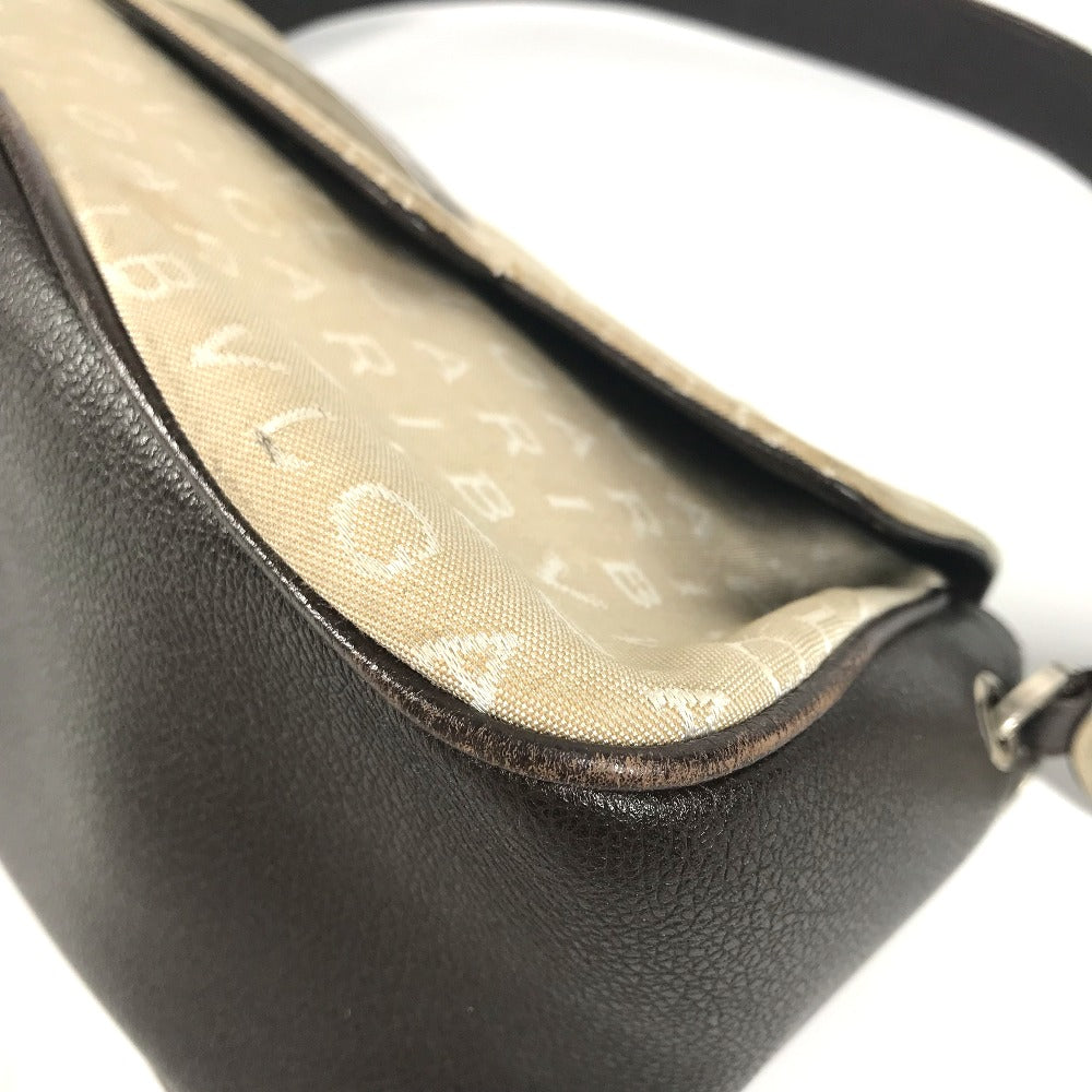 Bvlgari Shoulder Bag Leather / Canvas Beige Logo Mania
