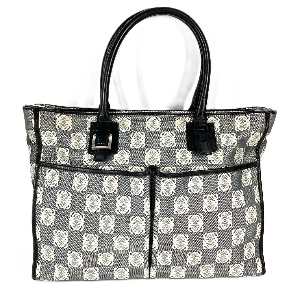 Loewe Business Bag Leather / Canvas Black Anagram Total Logo Unisex(Unisex)