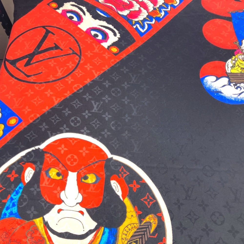 Louis Vuitton Shawl Mp1944 Silk, Wool Black Kabuki Yamamoto Hirosai Shawl Monogram Kabuki Sticker