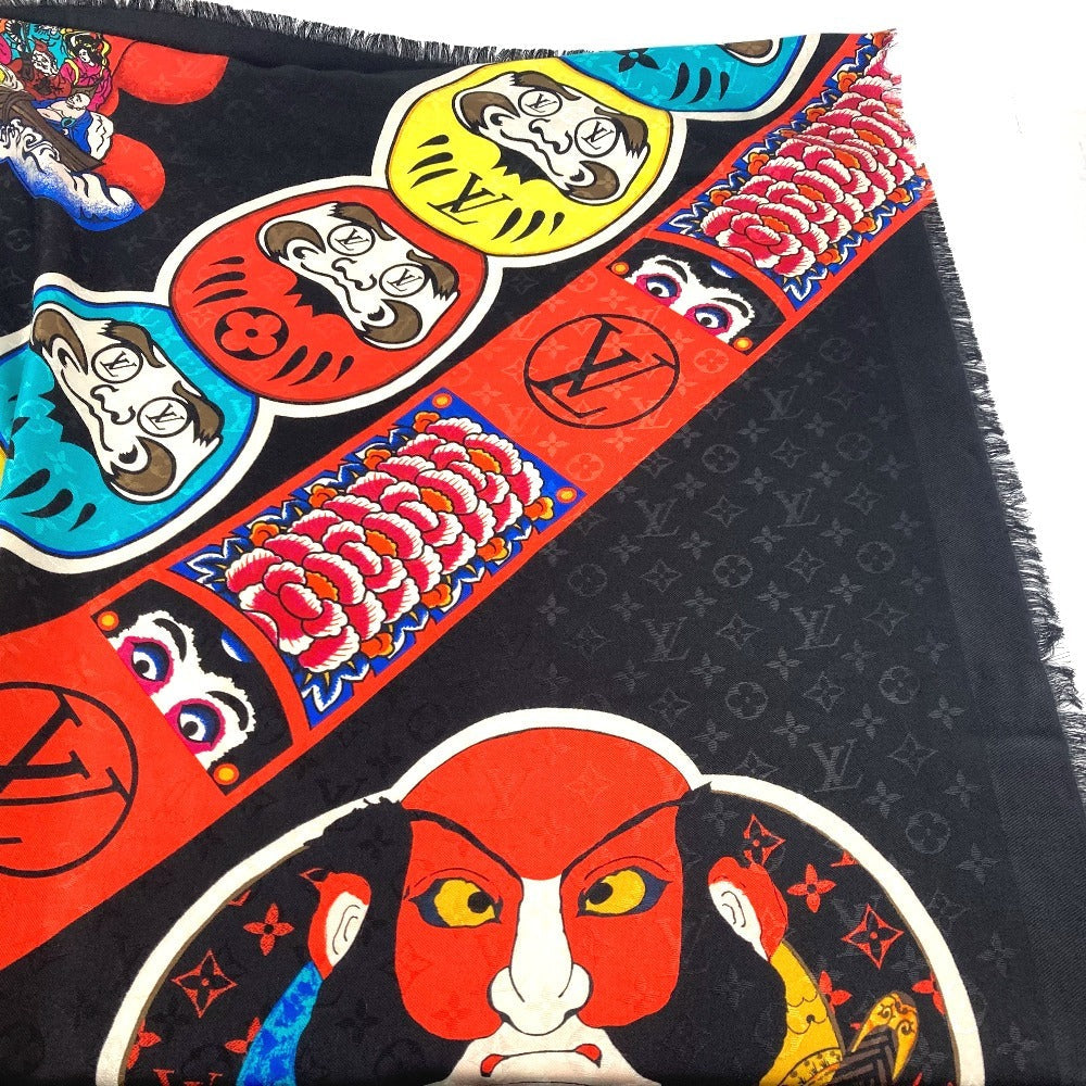 Louis Vuitton Shawl Mp1944 Silk, Wool Black Kabuki Yamamoto Hirosai Shawl Monogram Kabuki Sticker