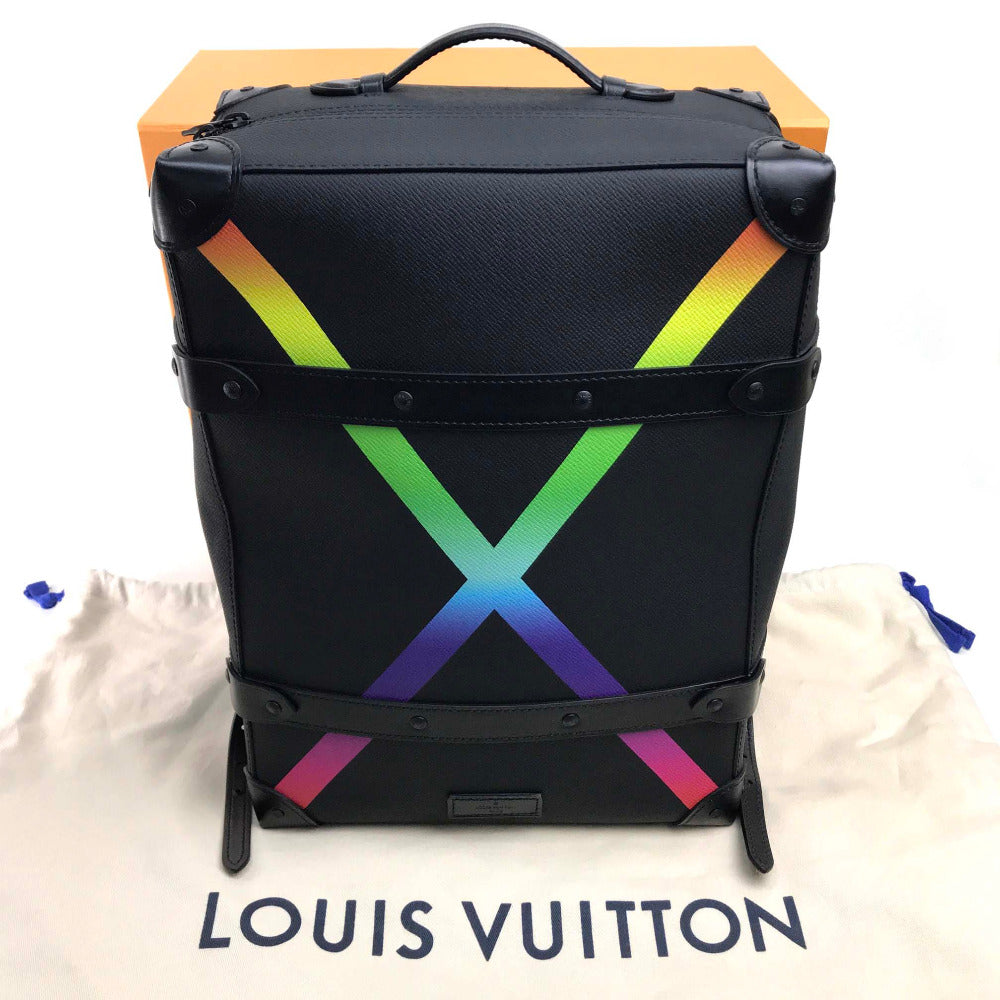Louis Vuitton Backpack M30337 Taiga Leather Black Taiga Rainbow Soft Trunk Backpack Pm Mens