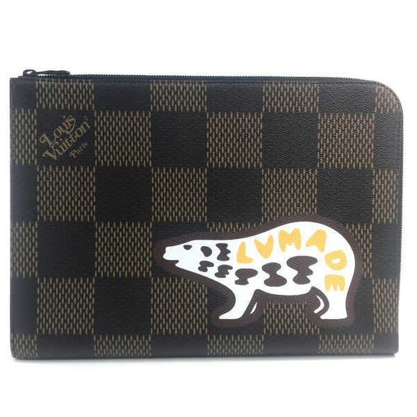 Louis Vuitton Clutch Bag N60390 Damier Canvas Brown Damier Giant Pochette Jules Mens