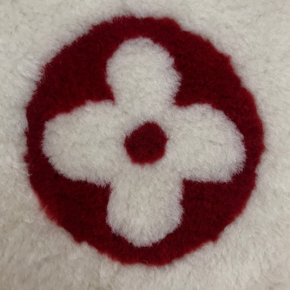 Louis Vuitton Scarf M70434 Cashmere, Mouton White X Red Monogram Flower Escharp Shirring Darling