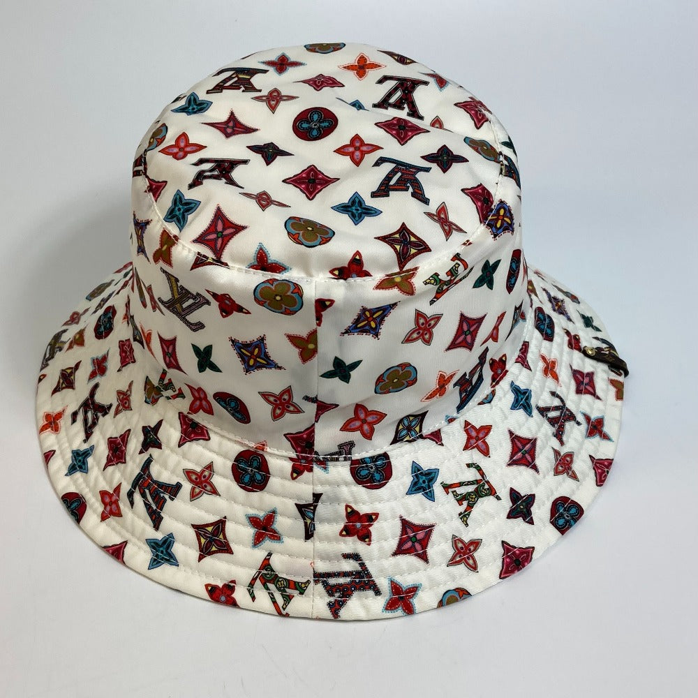 Louis Vuitton Hat M76718 Nylon White X Multicolor Monogram Bob Lovely Gram Unisex(Unisex) S