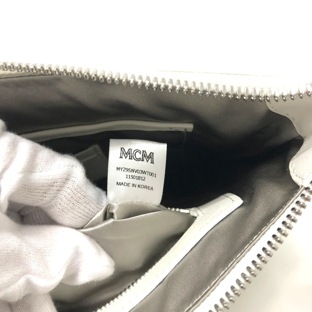 Mcm Clutch Bag Leather White Logogram Clutch Women