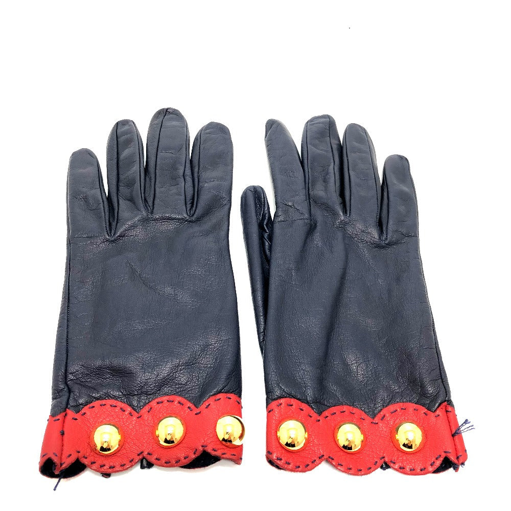 Hermes Glove Leather Navy / Red Fashion Accessories Apparel Women 6