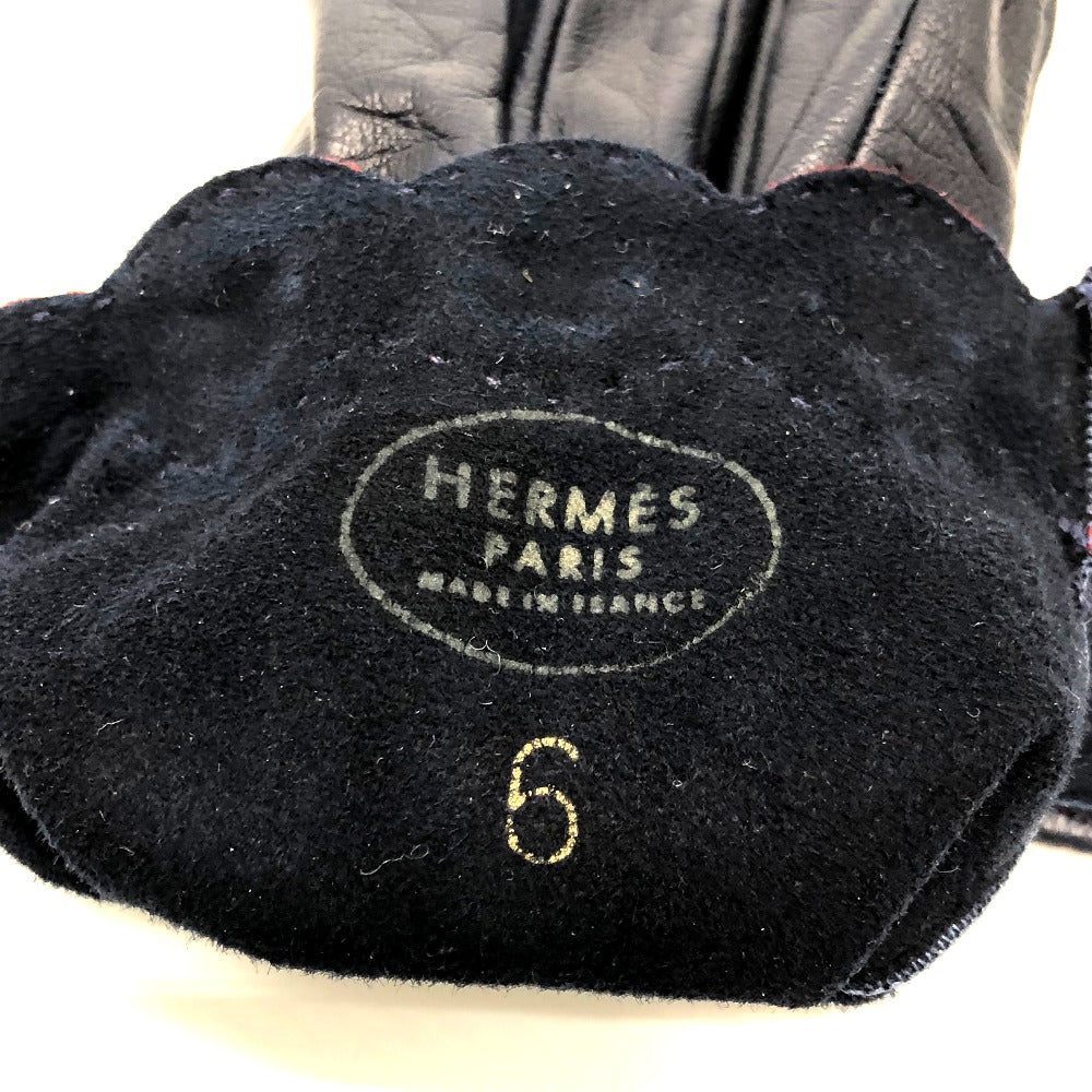 Hermes Glove Leather Navy / Red Fashion Accessories Apparel Women 6