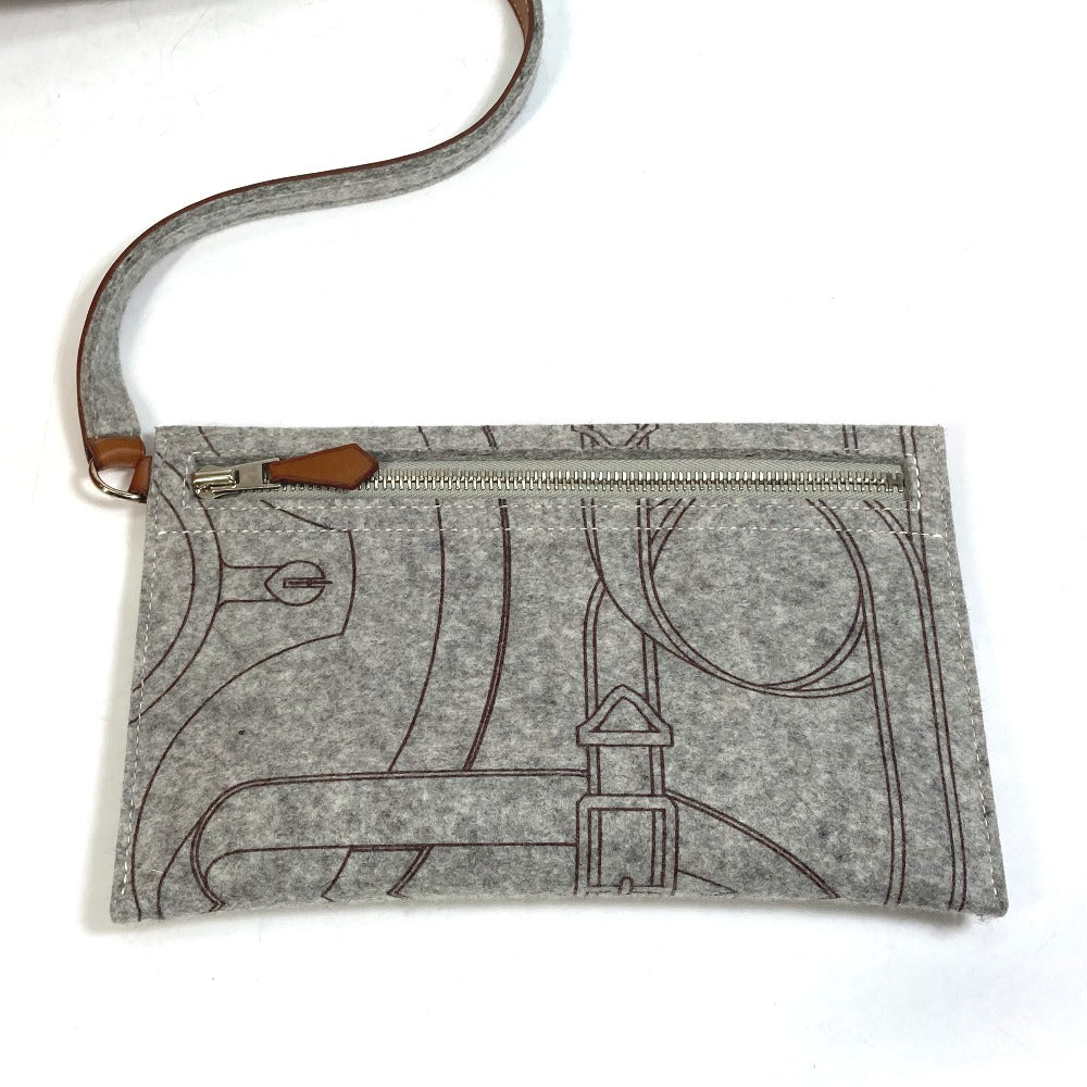 Hermes Tote Bag Felt, Leather Gray Shoulder Bag Shoulder Bag Tote Bag Women