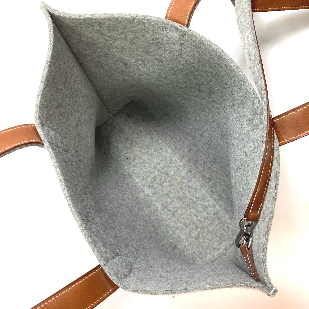 Hermes Tote Bag Felt, Leather Gray Shoulder Bag Shoulder Bag Tote Bag Women