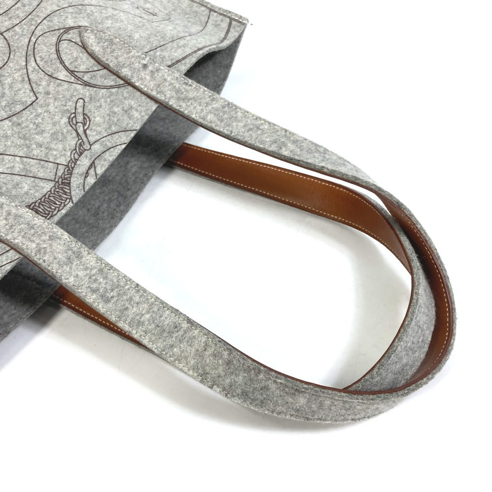 Hermes Tote Bag Felt, Leather Gray Shoulder Bag Shoulder Bag Tote Bag Women