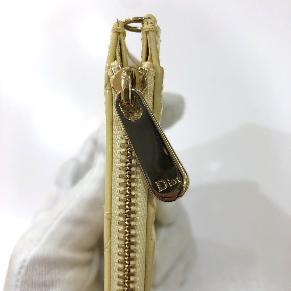 Dior Coin Case Enamel Beige Canage Card Case Card Case Women