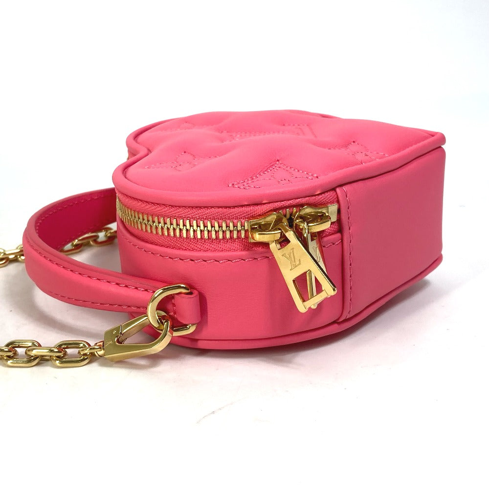 Louis Vuitton Shoulder Bag M81893 Leather Pink Monogram Bubblegram Pop My Heart Pouch Women