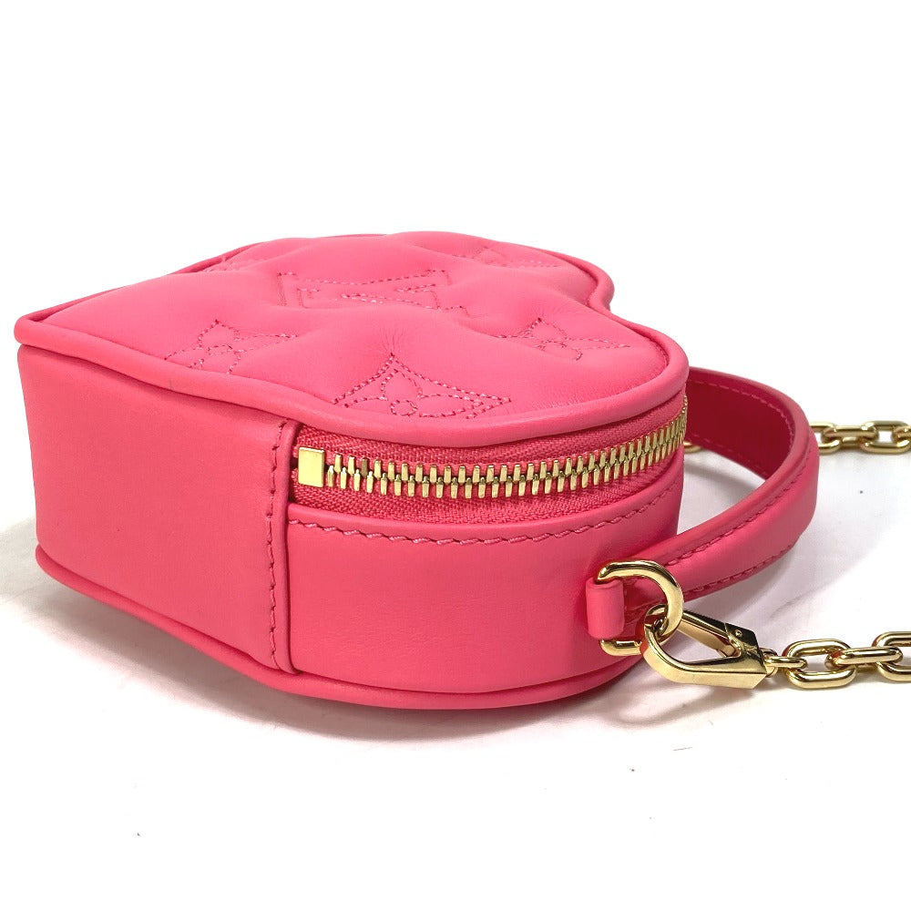 Louis Vuitton Shoulder Bag M81893 Leather Pink Monogram Bubblegram Pop My Heart Pouch Women