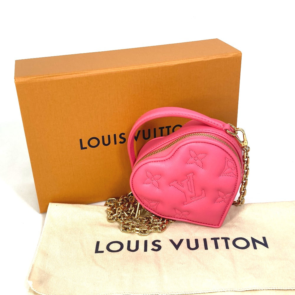 Louis Vuitton Shoulder Bag M81893 Leather Pink Monogram Bubblegram Pop My Heart Pouch Women