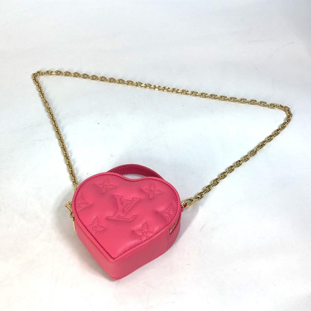 Louis Vuitton Shoulder Bag M81893 Leather Pink Monogram Bubblegram Pop My Heart Pouch Women