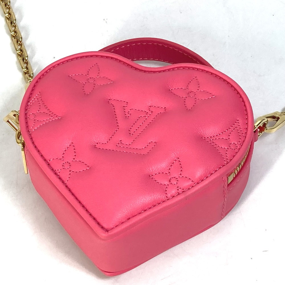 Louis Vuitton Shoulder Bag M81893 Leather Pink Monogram Bubblegram Pop My Heart Pouch Women