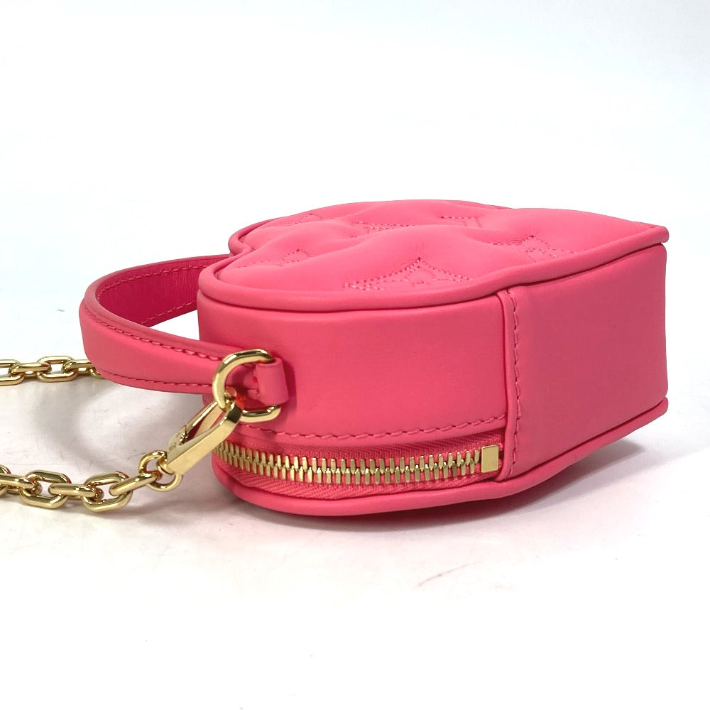 Louis Vuitton Shoulder Bag M81893 Leather Pink Monogram Bubblegram Pop My Heart Pouch Women