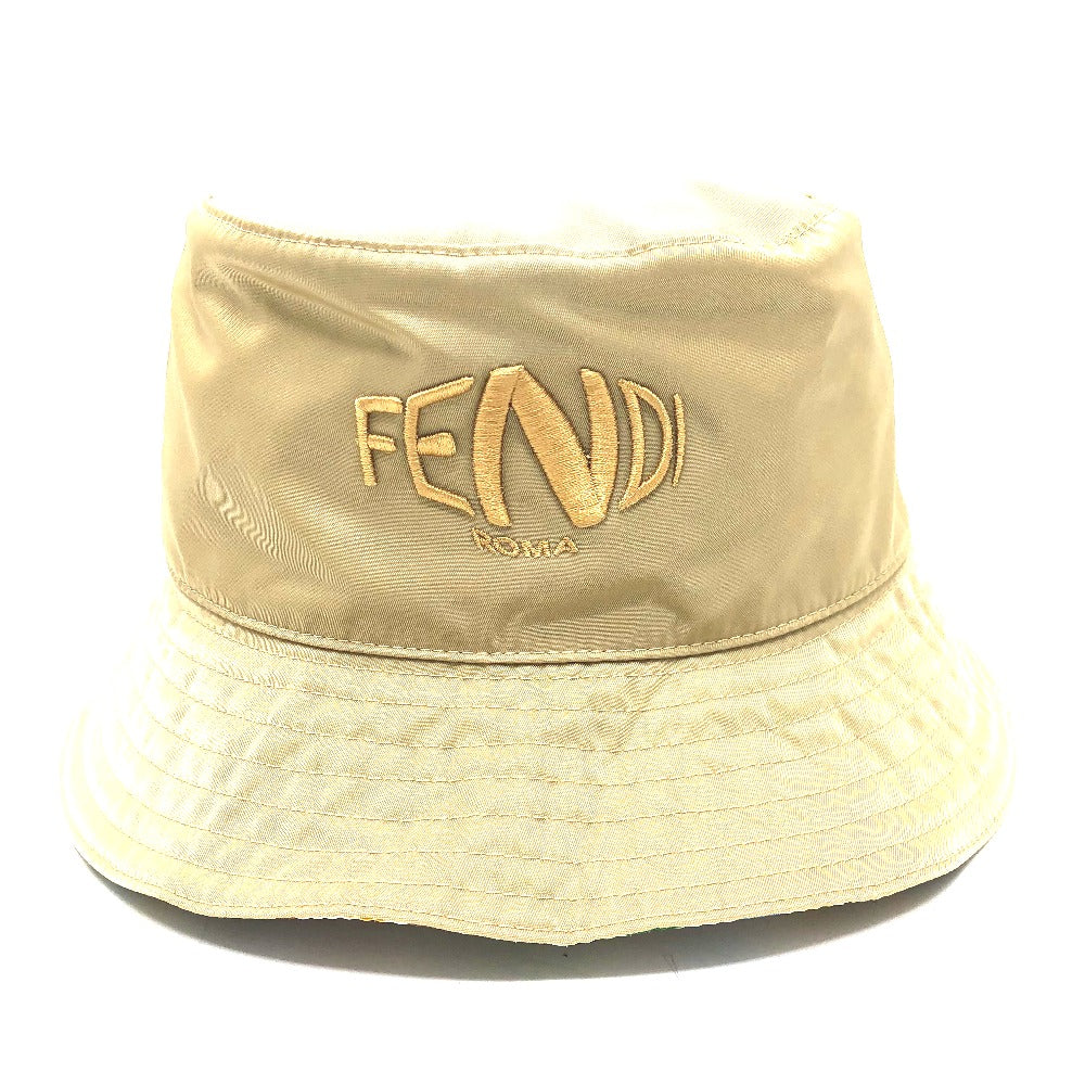 Fendi Hat Nylon Beige / Multicolor Zucca Reversible Mens