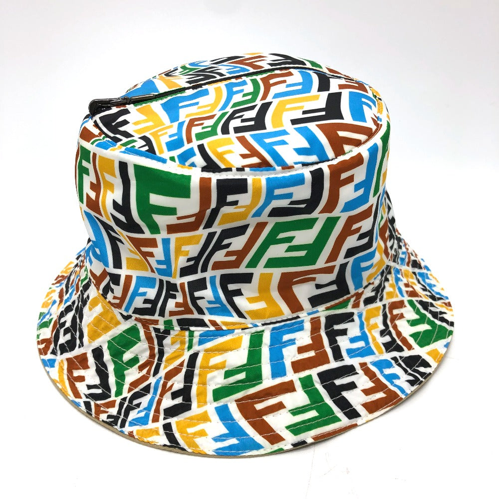 Fendi Hat Nylon Beige / Multicolor Zucca Reversible Mens