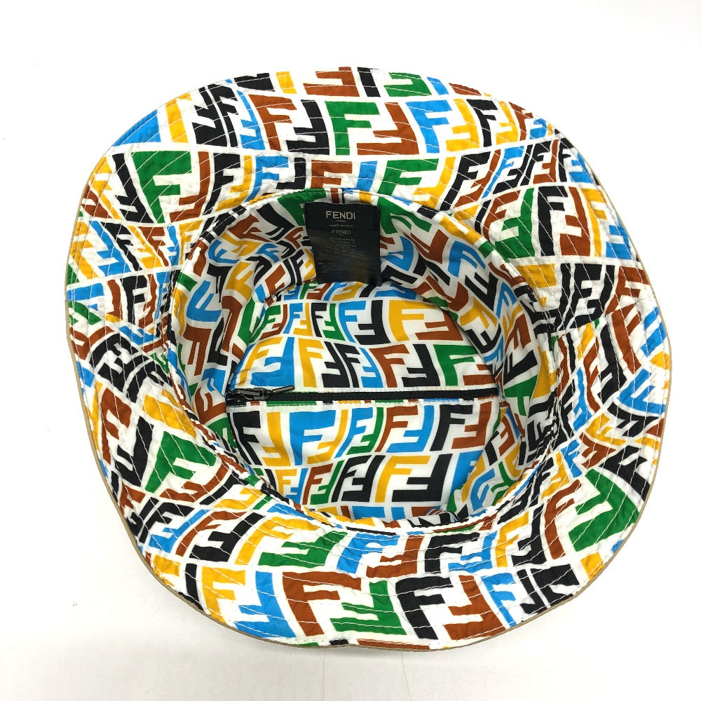 Fendi Hat Nylon Beige / Multicolor Zucca Reversible Mens