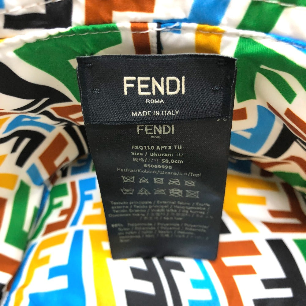 Fendi Hat Nylon Beige / Multicolor Zucca Reversible Mens