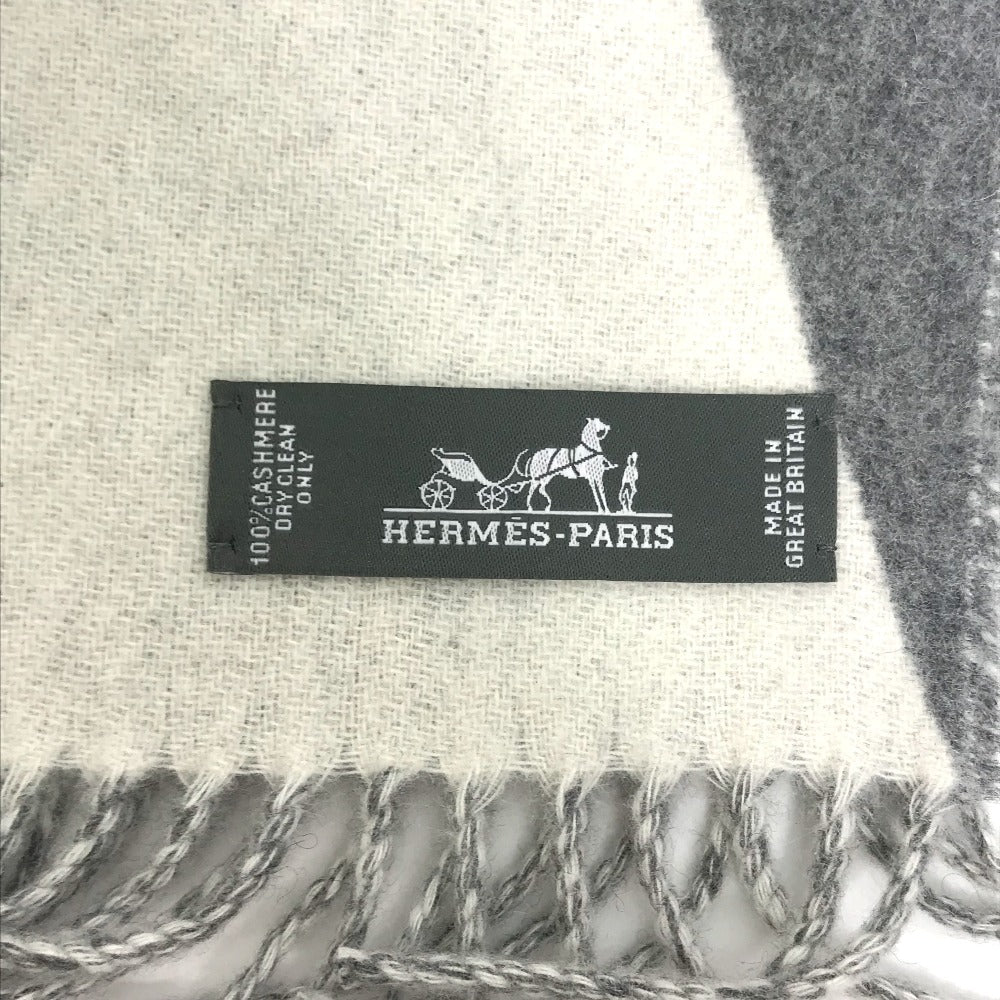 Hermes Scarf Cashmere Gray X White Kazak Optic Women