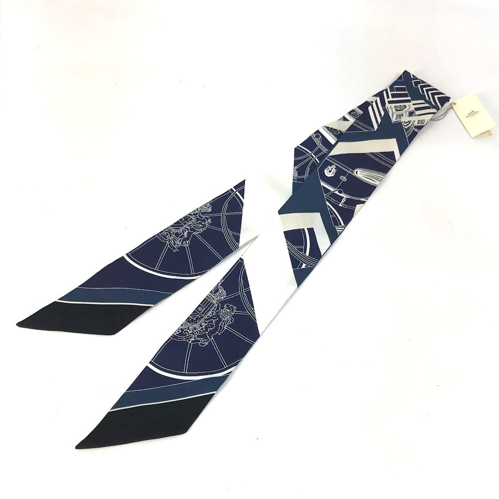 Hermes Scarf 063932S0 19 Silk Navy Springs Springs Springs Springs Bague Women