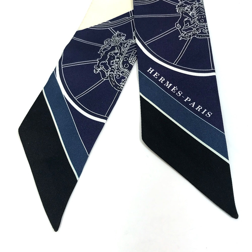 Hermes Scarf 063932S0 19 Silk Navy Springs Springs Springs Springs Bague Women