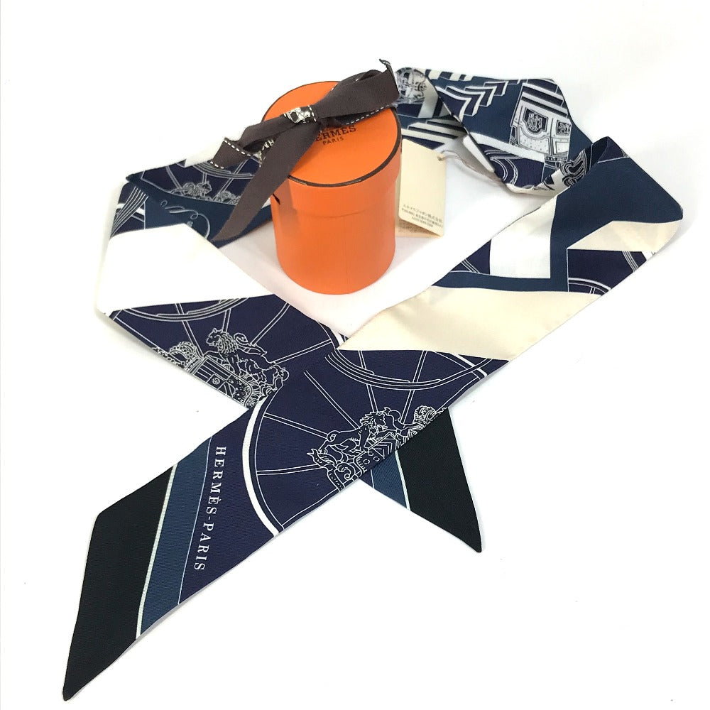 Hermes Scarf 063932S0 19 Silk Navy Springs Springs Springs Springs Bague Women