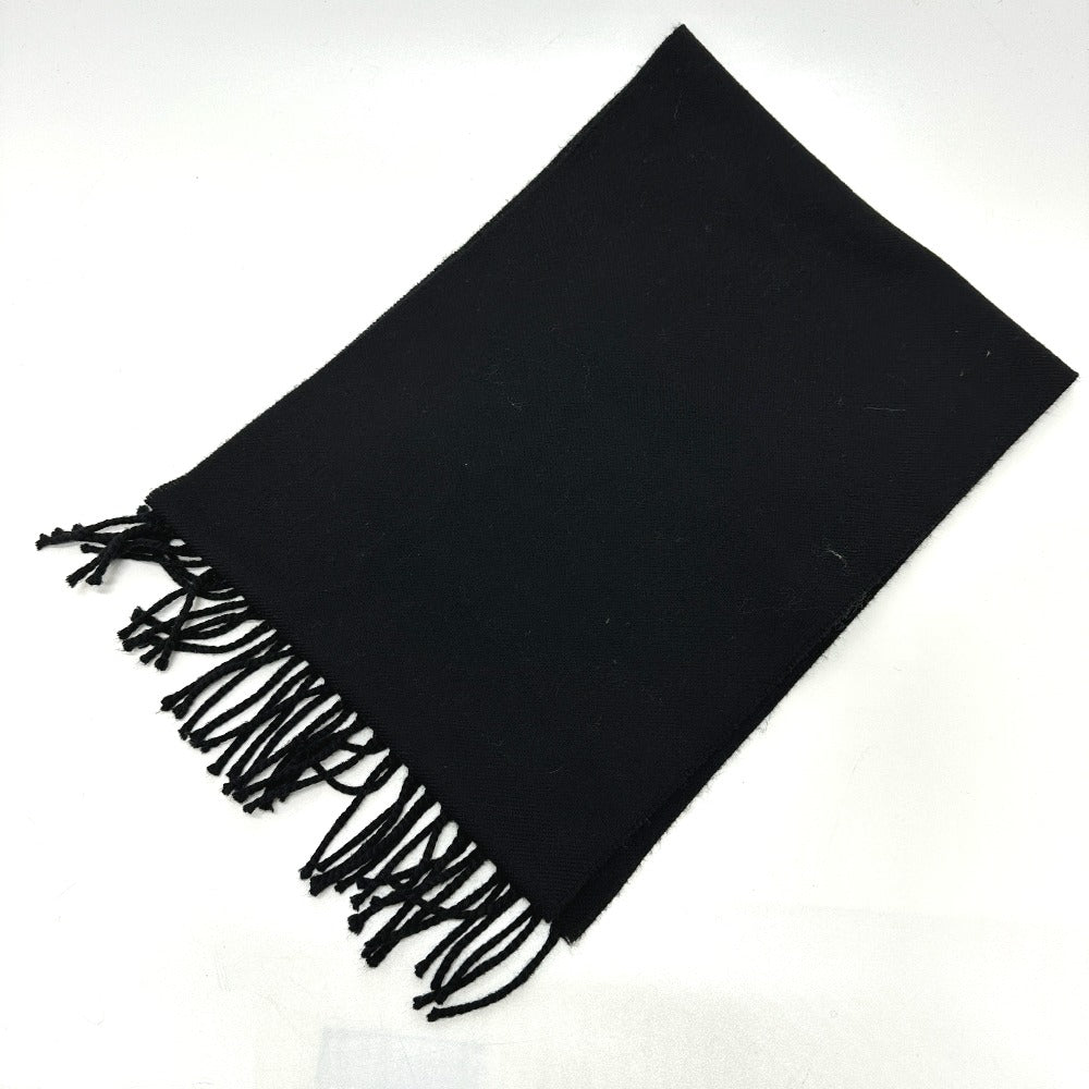 Fendi Scarf Wool Black Fringe Leopard Motif Women