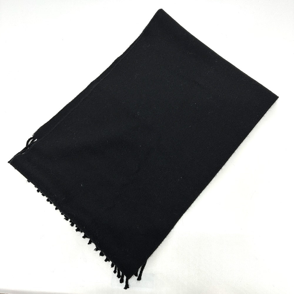 Fendi Scarf Wool Black Fringe Leopard Motif Women