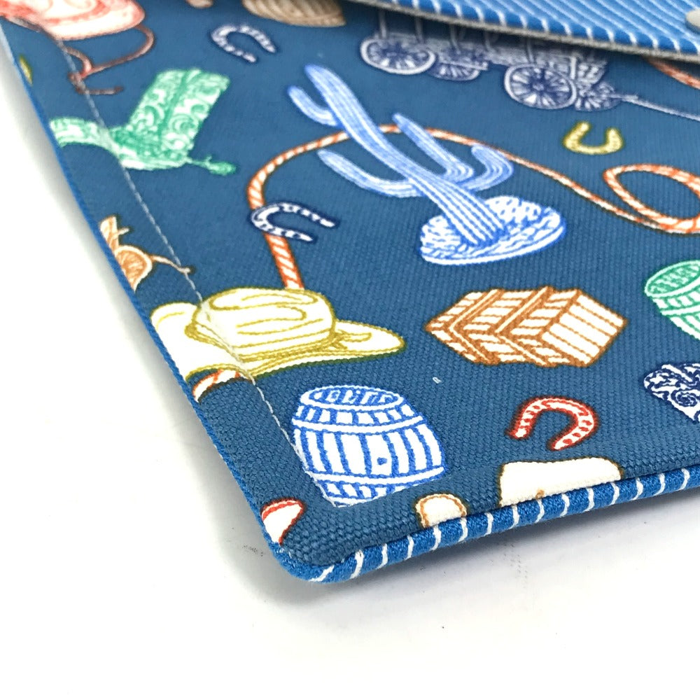 Hermes Pouch Cotton Blue Flat Western Company Gm Women