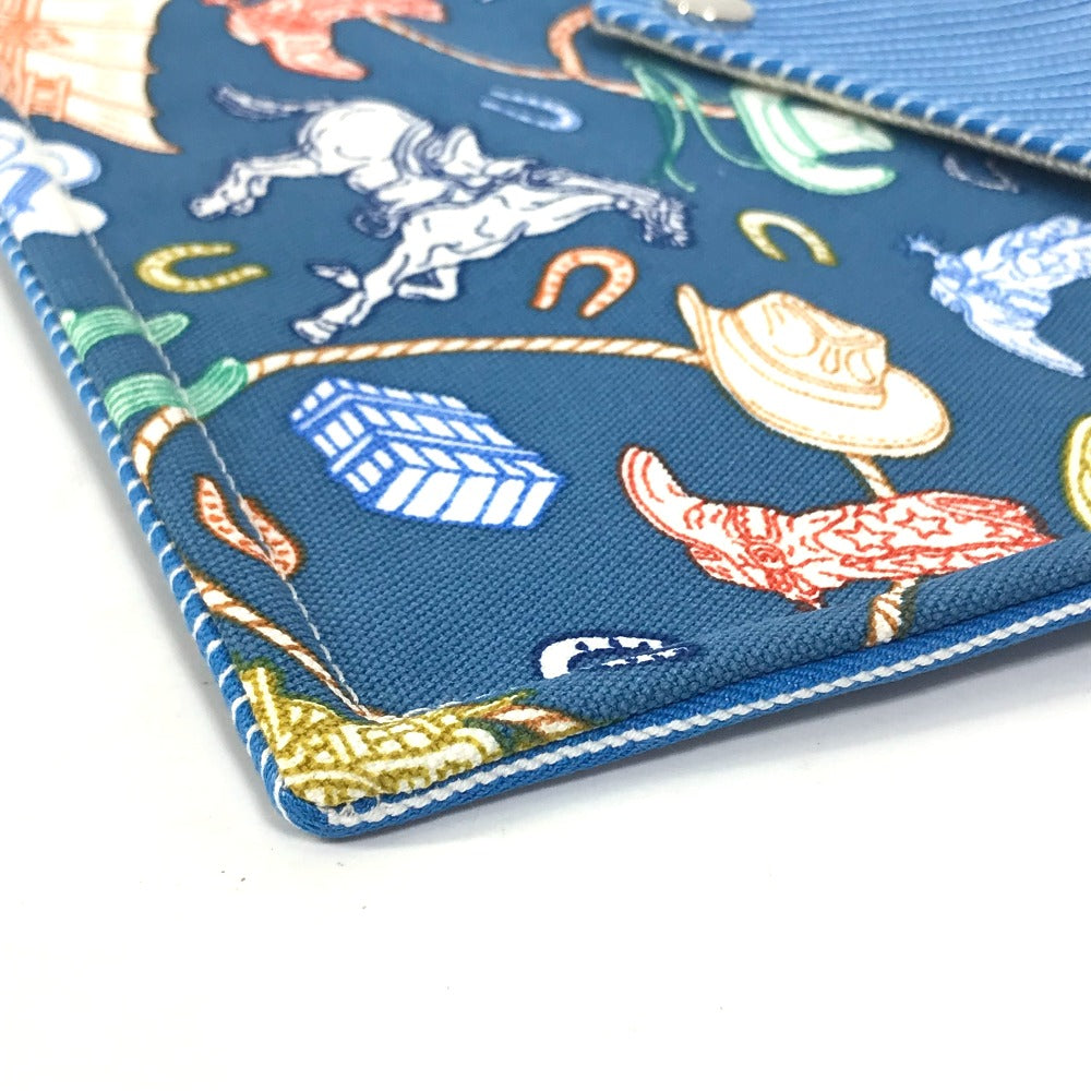 Hermes Pouch Cotton Blue Flat Western Company Gm Women