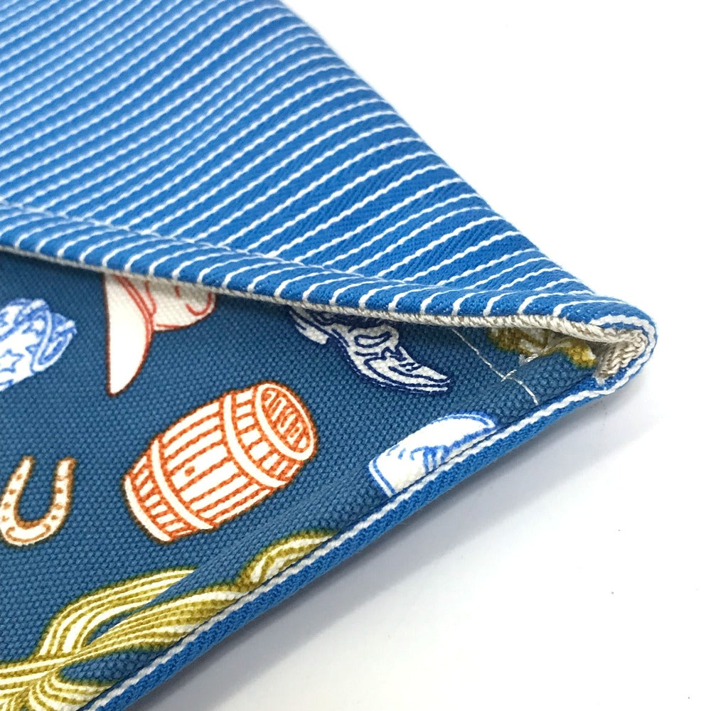 Hermes Pouch Cotton Blue Flat Western Company Gm Women