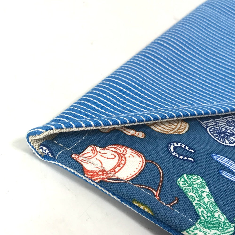 Hermes Pouch Cotton Blue Flat Western Company Gm Women