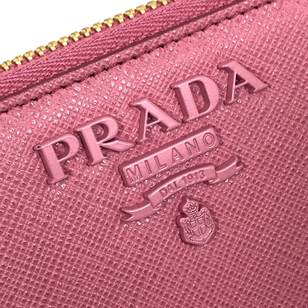 Prada Long Wallet Purse 1Ml506 Saffiano Leather Pink Logo Saffiano Shine Women