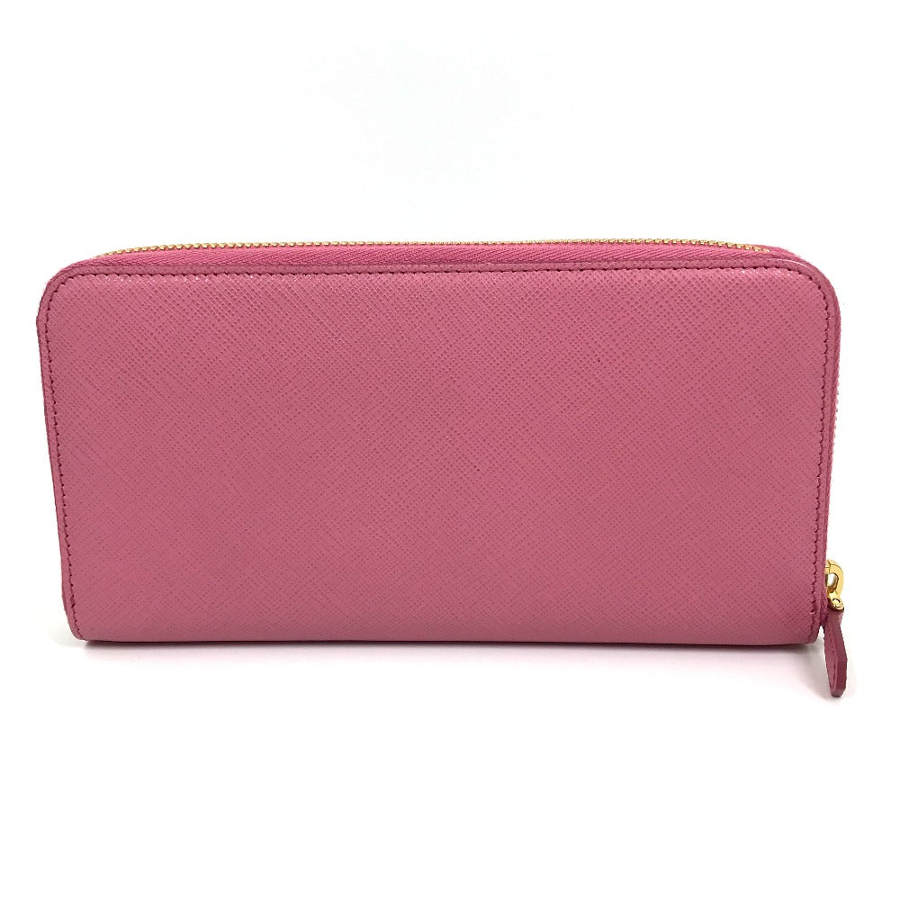 Prada Long Wallet Purse 1Ml506 Saffiano Leather Pink Logo Saffiano Shine Women