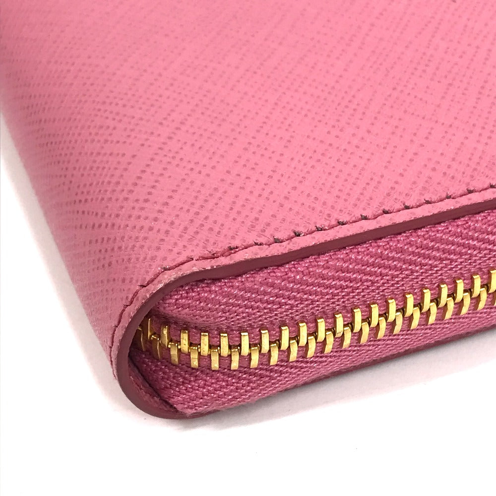 Prada Long Wallet Purse 1Ml506 Saffiano Leather Pink Logo Saffiano Shine Women