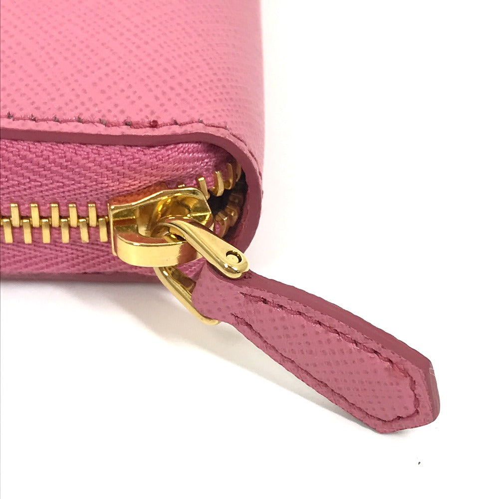 Prada Long Wallet Purse 1Ml506 Saffiano Leather Pink Logo Saffiano Shine Women