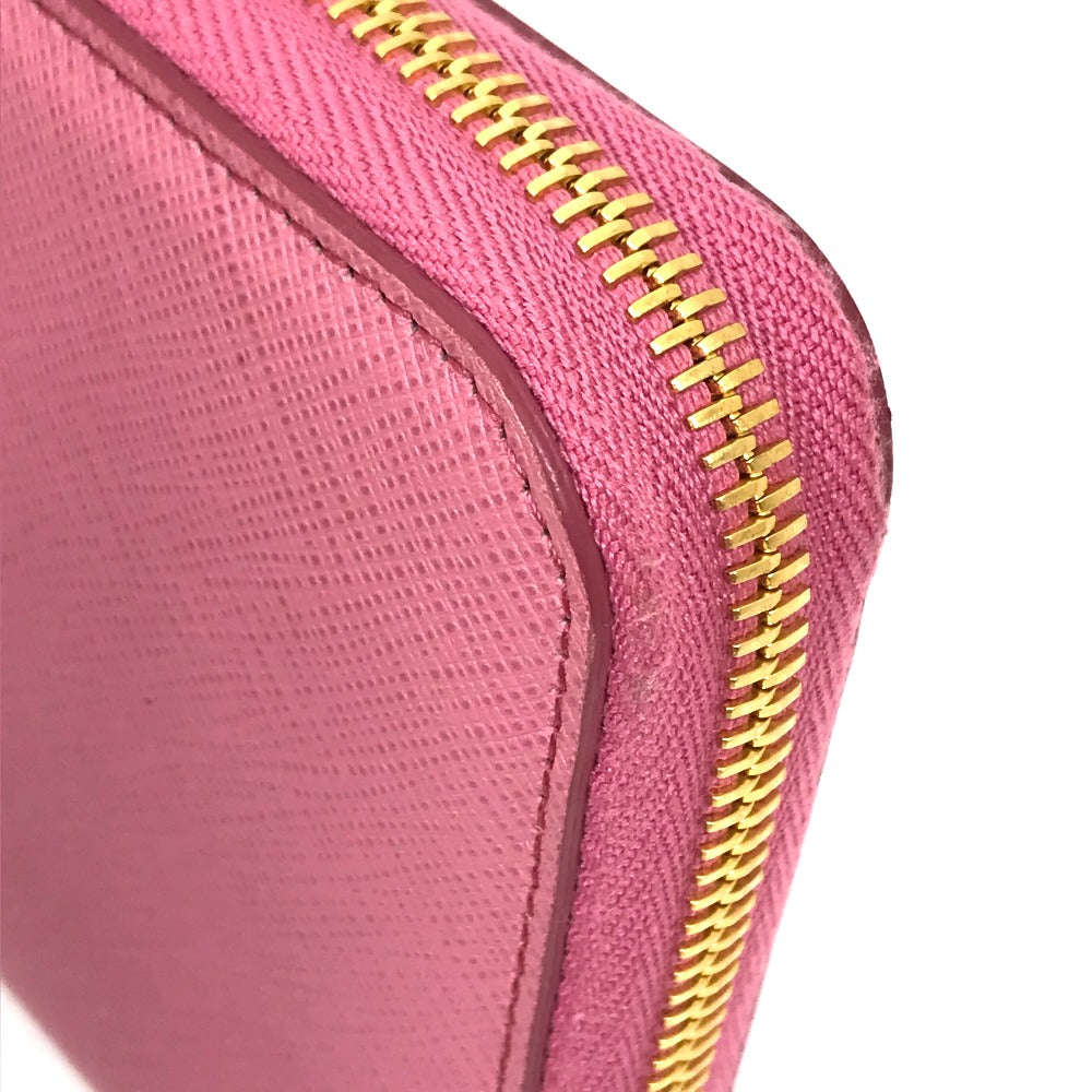 Prada Long Wallet Purse 1Ml506 Saffiano Leather Pink Logo Saffiano Shine Women