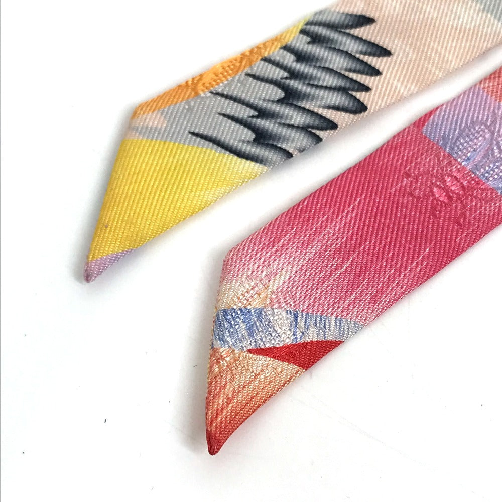 Hermes Scarf Silk Multicolor Allover Marble Silk Twilly Doll Women