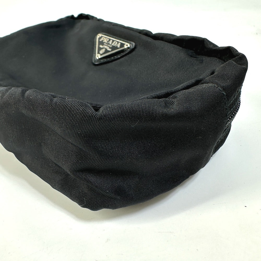 Prada Pouch Nm340X Nylon Black Triangle Logo Plate Women