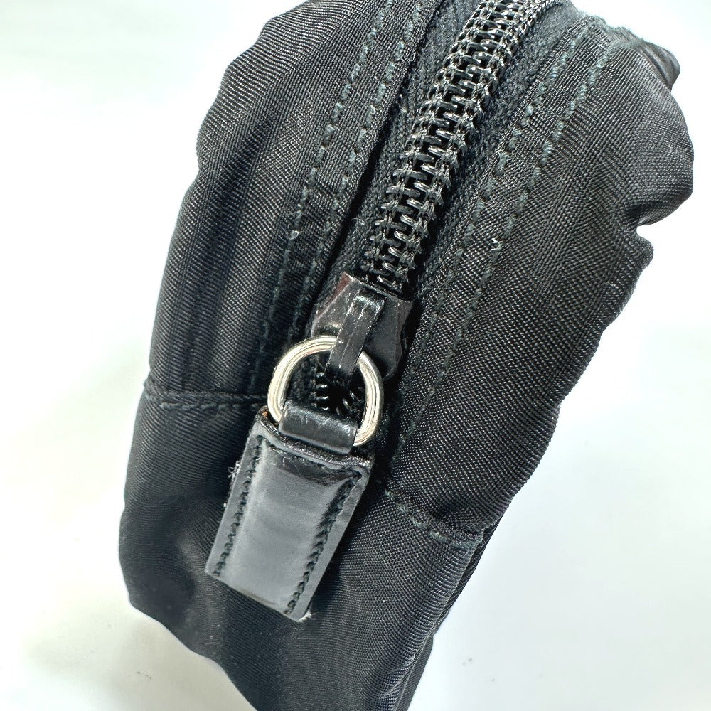Prada Pouch Nm340X Nylon Black Triangle Logo Plate Women