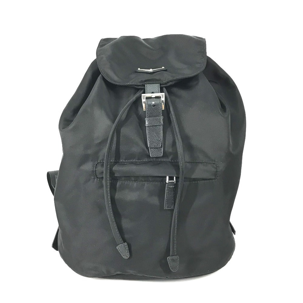 Prada Backpack 1Bz032 Nylon / Leather Black With Logo Triangle Logo Plate Women Secondhand